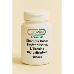 Rhodiola Rosea + Fosfatidilserina + L Tirosina + Ashwagandha + Hidroxtriptofano - 60 cápsulas