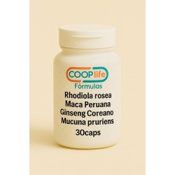 Rhodiola rosea + Maca Peruana + Ginseng Coreano + Mucuna pruriens -30 cápsulas