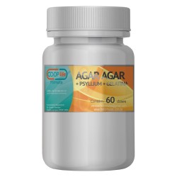 Ágar-Ágar 500mg + Psyllium+Gelatina+fibra para emagrecimento 60 doses